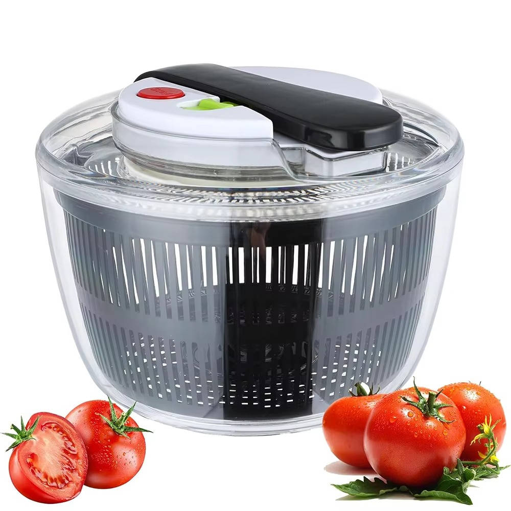 Salad Spinner 3L with One Hand Press and Instant Stop Brake, Removable Colander Basket All Vera Mart