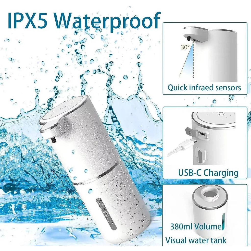 Infrared Motion Sensor Soap Dispenser with USB Rechargeable Battery and IPX5 Splash Protection All Vera Mart