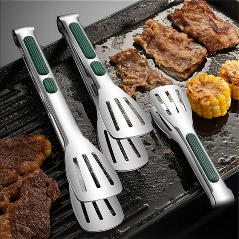 Stainless Steel Kitchen Tongs with Scalloped Grip Tips and Spring Loaded Mechanism All Vera Mart