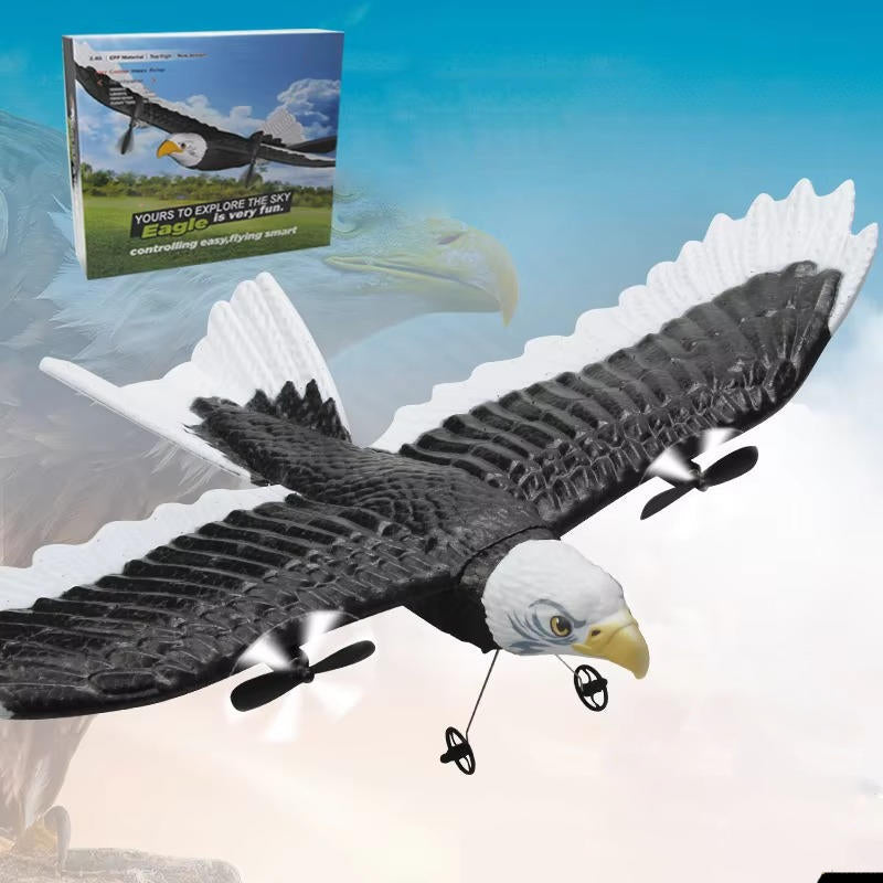 RC Eagle Aircraft with Gyro Stabilization and Dual Channel Remote, 15in Wingspan All Vera Mart