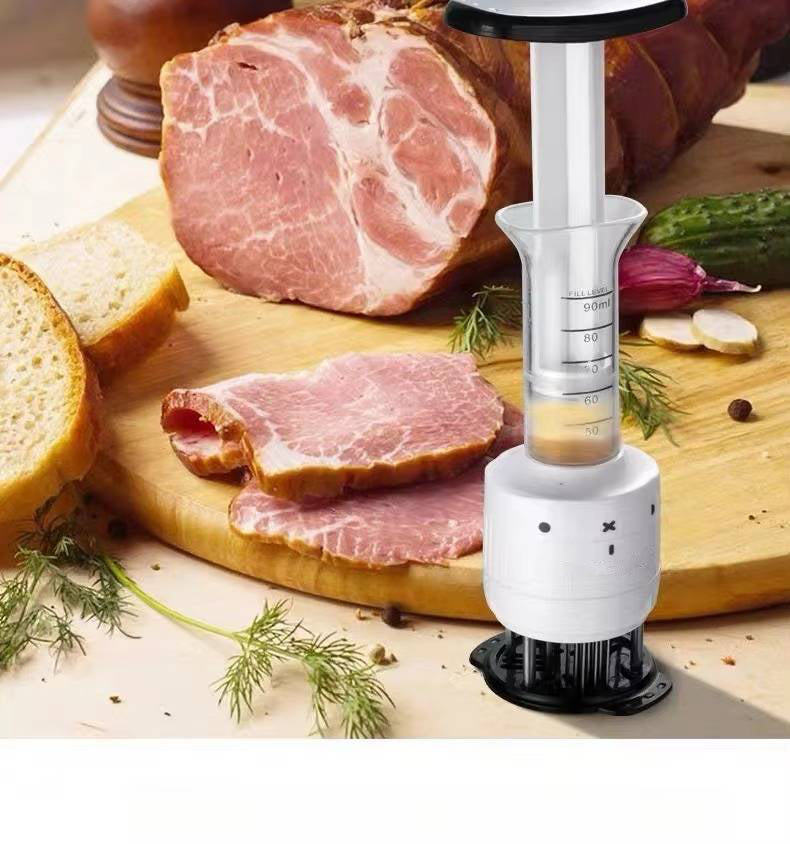 Stainless Steel Meat Injector with 30-Needle System and Dual Action Plunger All Vera Mart