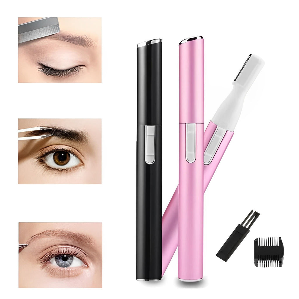 Electric Eyebrow Trimmer with Dual Cutting Heads and 20-Degree Rotation, Cordless Battery Powered All Vera Mart
