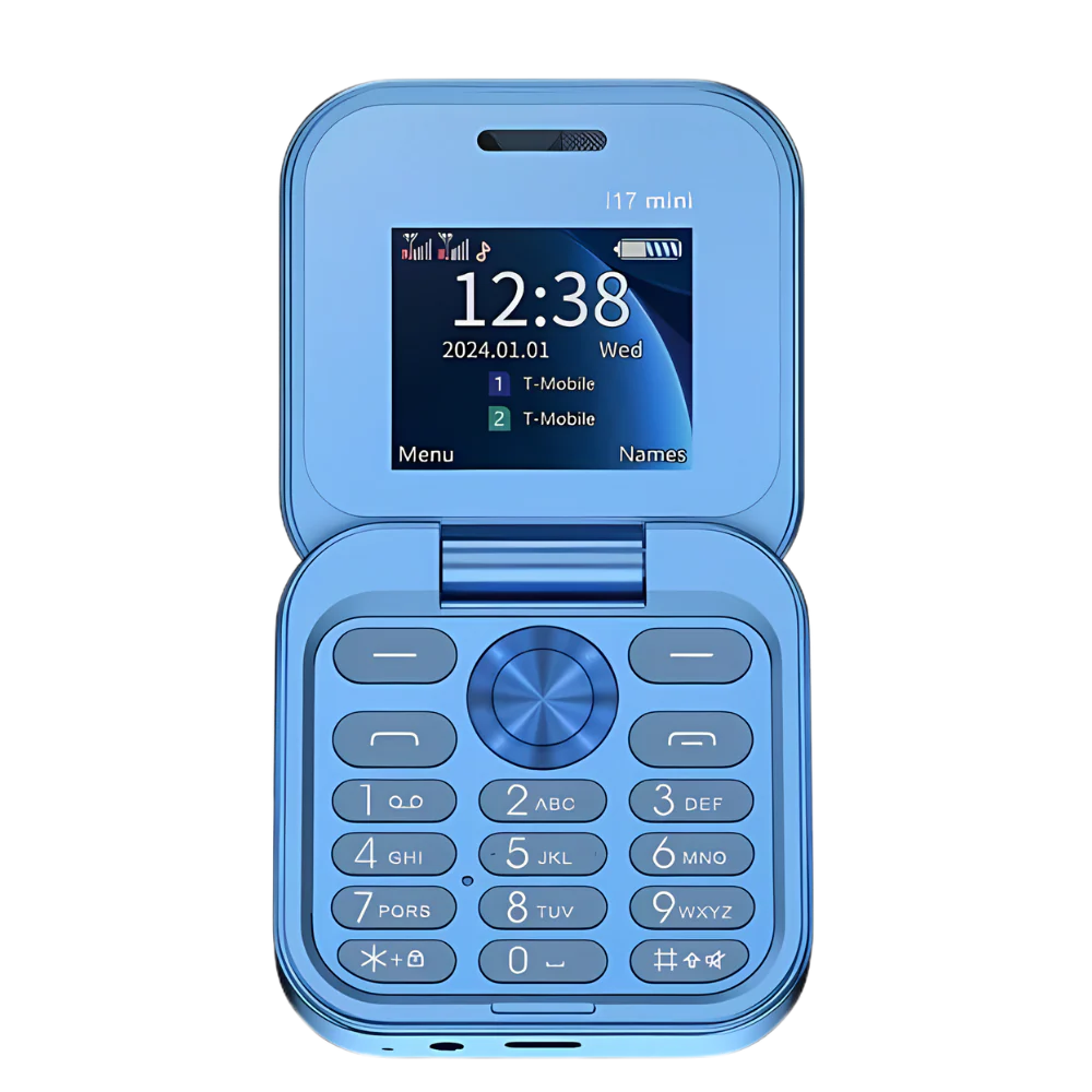 Compact Folding Phone with Dual Nano SIM and Expandable Storage, 1.77in Screen All Vera Mart