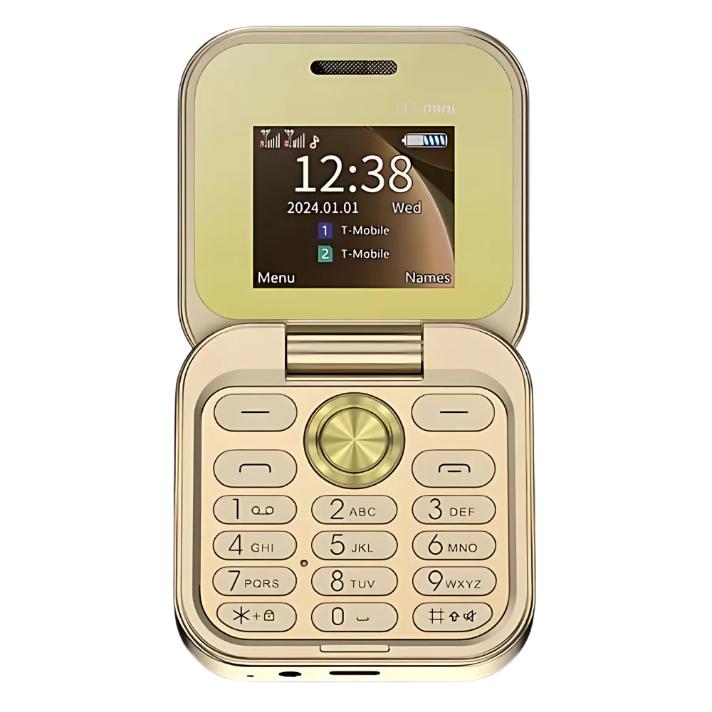 Compact Folding Phone with Dual Nano SIM and Expandable Storage, 1.77in Screen All Vera Mart