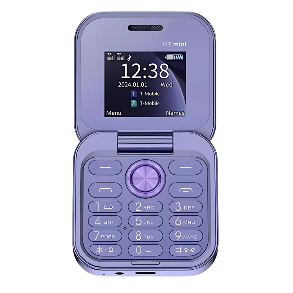 Compact Folding Phone with Dual Nano SIM and Expandable Storage, 1.77in Screen All Vera Mart
