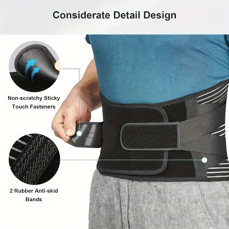 Lower Back Brace with Six-Strip Reinforcement and Reversible Massage Pad All Vera Mart