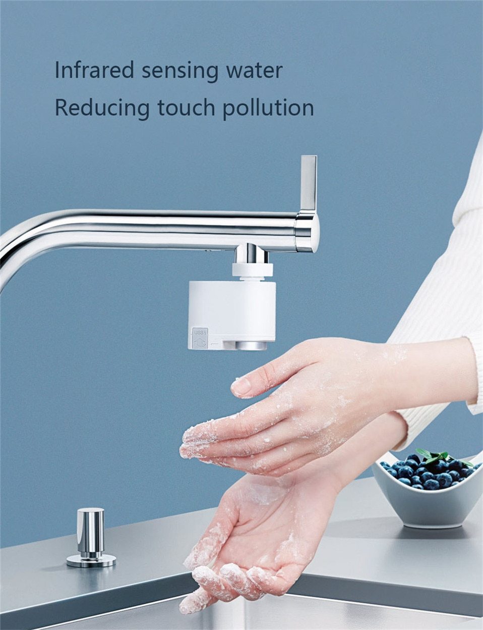 Motion Sensor Faucet Adapter with Dual Detection Zones and Auto Shutoff All Vera Mart
