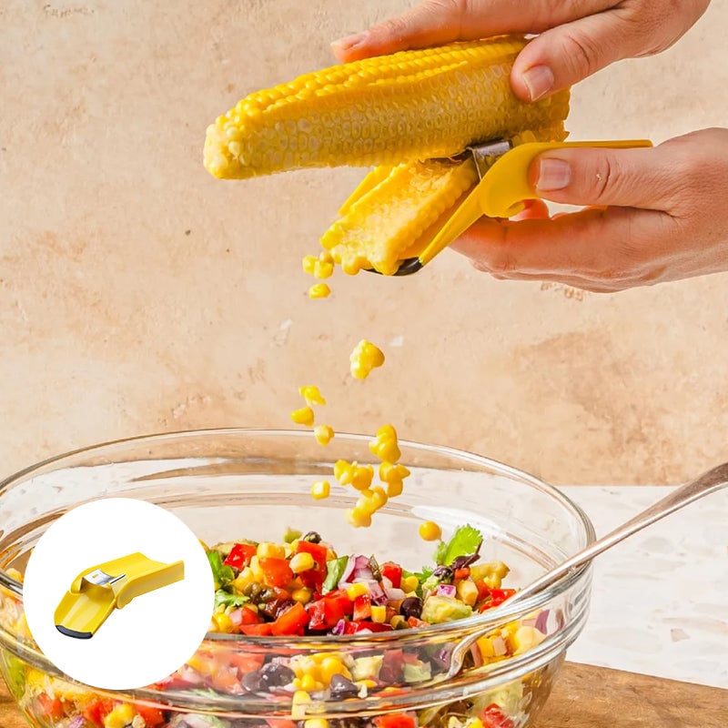 Corn Kernel Stripper with Curved Stainless Steel Blade and Rubber Grip Feet All Vera Mart