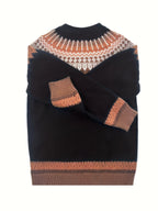 Womens Chunky Jacquard Round Neck Sweater with a Nature Inspired Pattern in Eight Colors