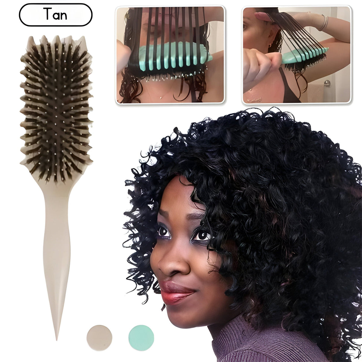 Boar Bristle Curl Brush with Detangling Action and Curl Shaping Design All Vera Mart