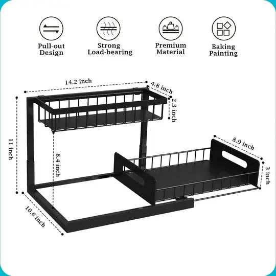 2 Tier Slide Out Under Sink Organizer Allvera-mart