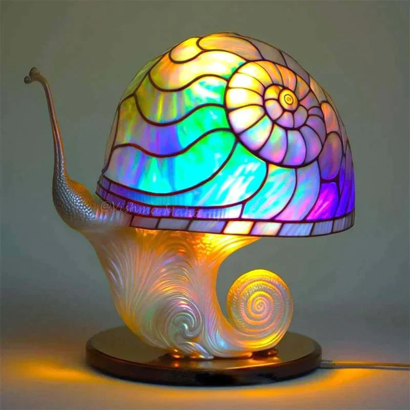 Enchanting Stained Glass Table Lamp - DreamGlow-Snails-Nora Luxe