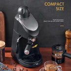 Compact Steam Espresso Machine with Built in Steam Wand and Removable Portafilter in Black Or Red