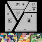 Acrylic Quilt Templates with Gripper Strips and Clipped Corners, 6 Inch Blocks 4 Piece Set All Vera Mart