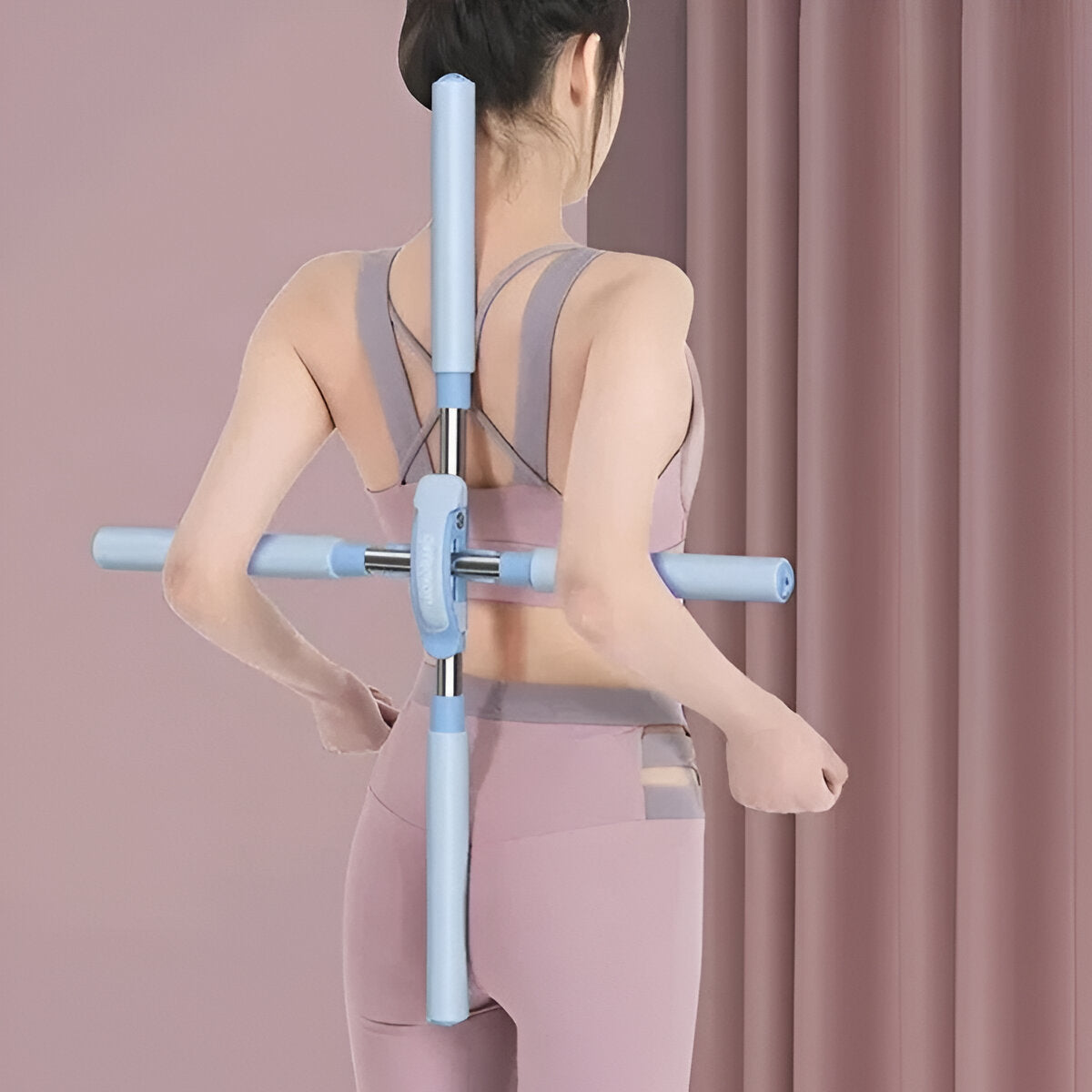 Adjustable Yoga Stick with Foam Padding and Stainless Steel Core, 21.3-33.9 Inches All Vera Mart