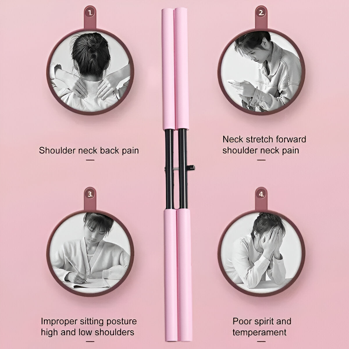 Adjustable Yoga Stick with Foam Padding and Stainless Steel Core, 21.3-33.9 Inches All Vera Mart