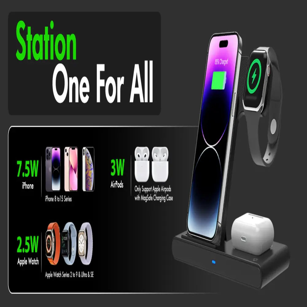 Wireless Charging Stand with Adjustable Phone Holder and LED Status Indicators All Vera Mart