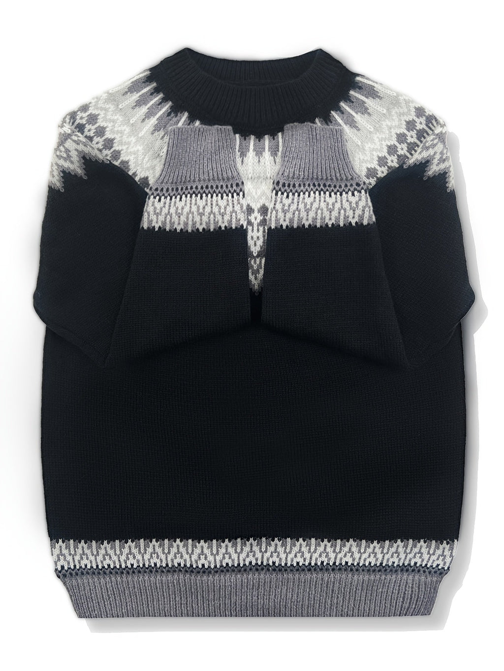 Womens Chunky Jacquard Round Neck Sweater with a Nature Inspired Pattern in Eight Colors