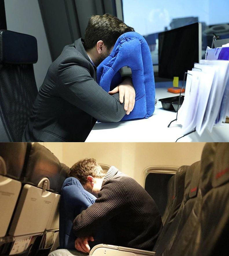 Inflatable Lap Pillow with Face Opening and Carry Bag for Travel All Vera Mart