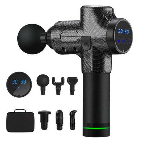 Percussion Massage Gun with Six Interchangeable Heads and Touchscreen Display All Vera Mart