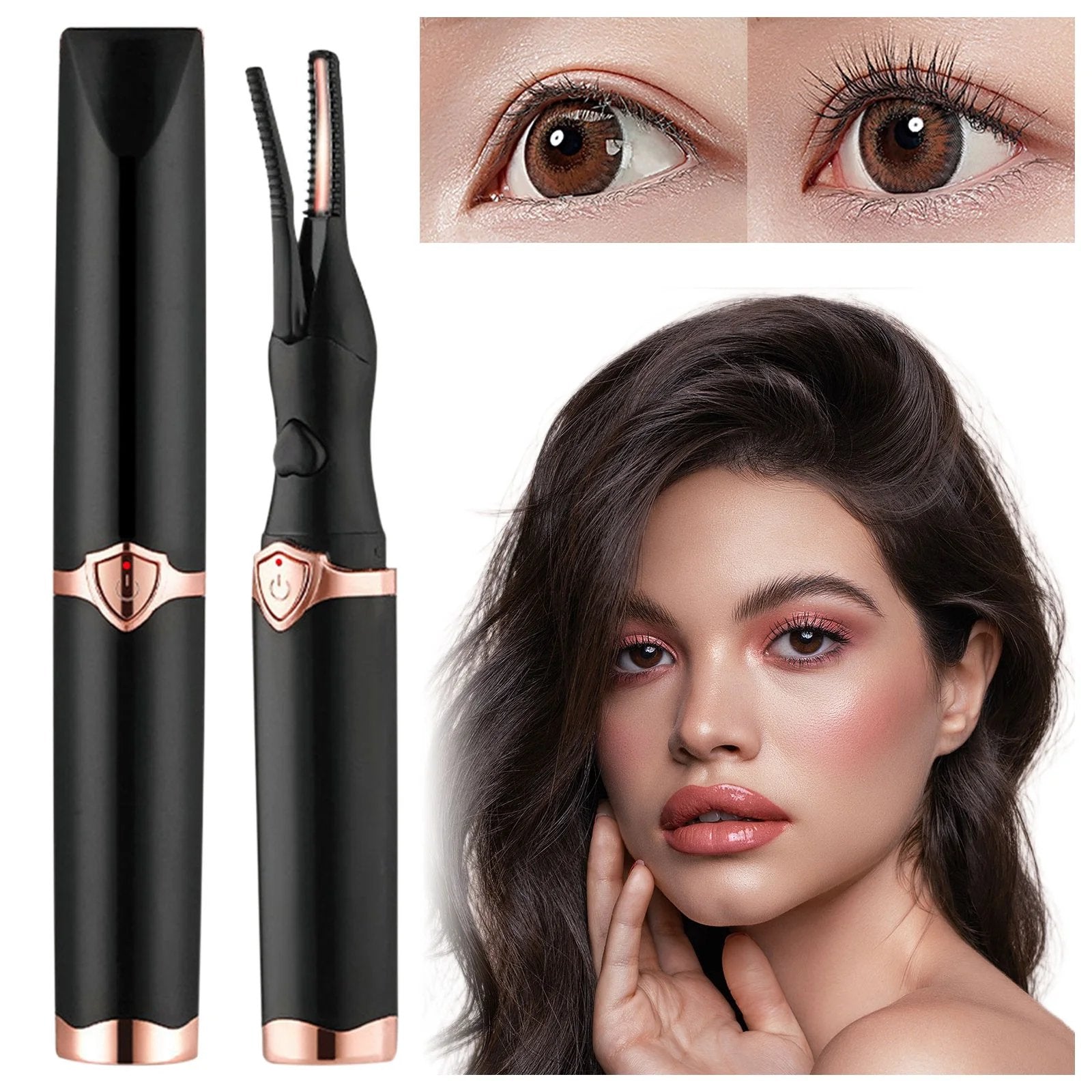 Heated Eyelash Curler with Three Temperature Settings and Curved Comb Design All Vera Mart