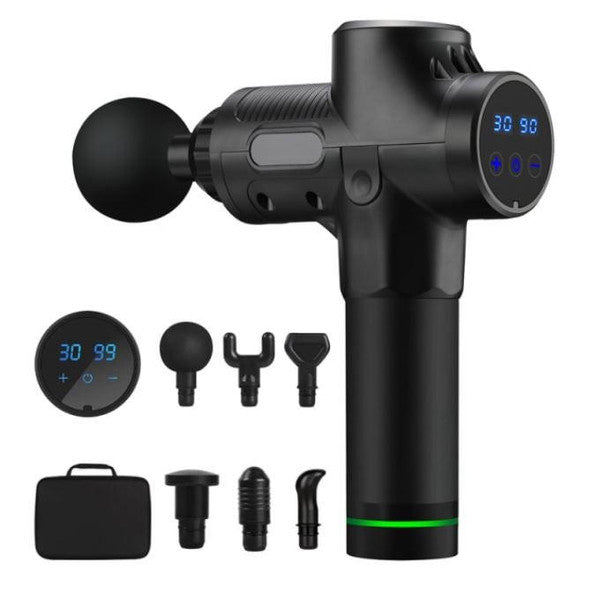 Percussion Massage Gun with Six Interchangeable Heads and Touchscreen Display All Vera Mart