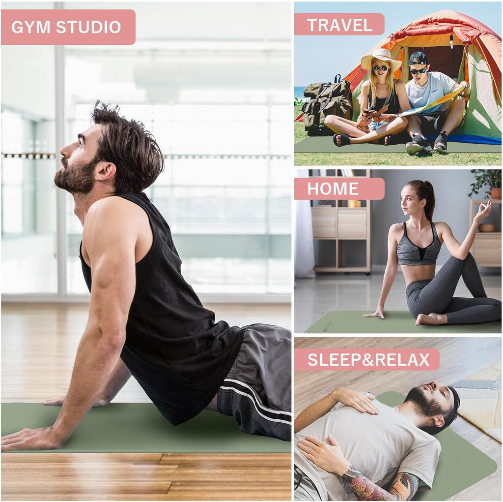 Yoga Mat with Dual Surface Grip and 6mm TPE Cushioning, Foldable Design All Vera Mart