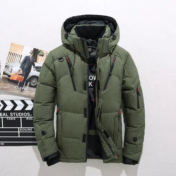 Duck Down Jacket with Removable Hood and Thermal Insulation, Polyester Shell All Vera Mart