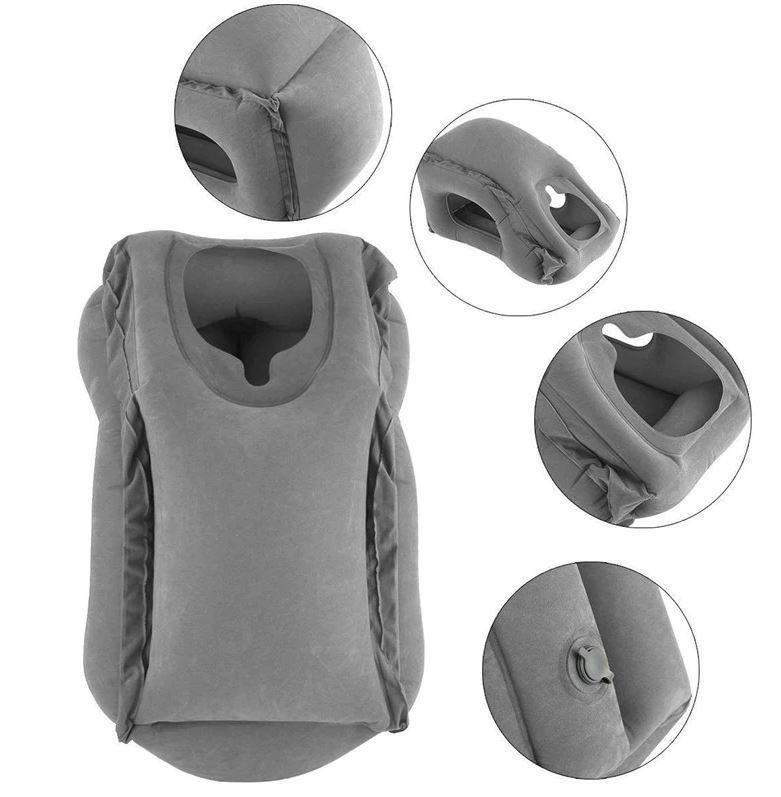 Inflatable Lap Pillow with Face Opening and Carry Bag for Travel All Vera Mart