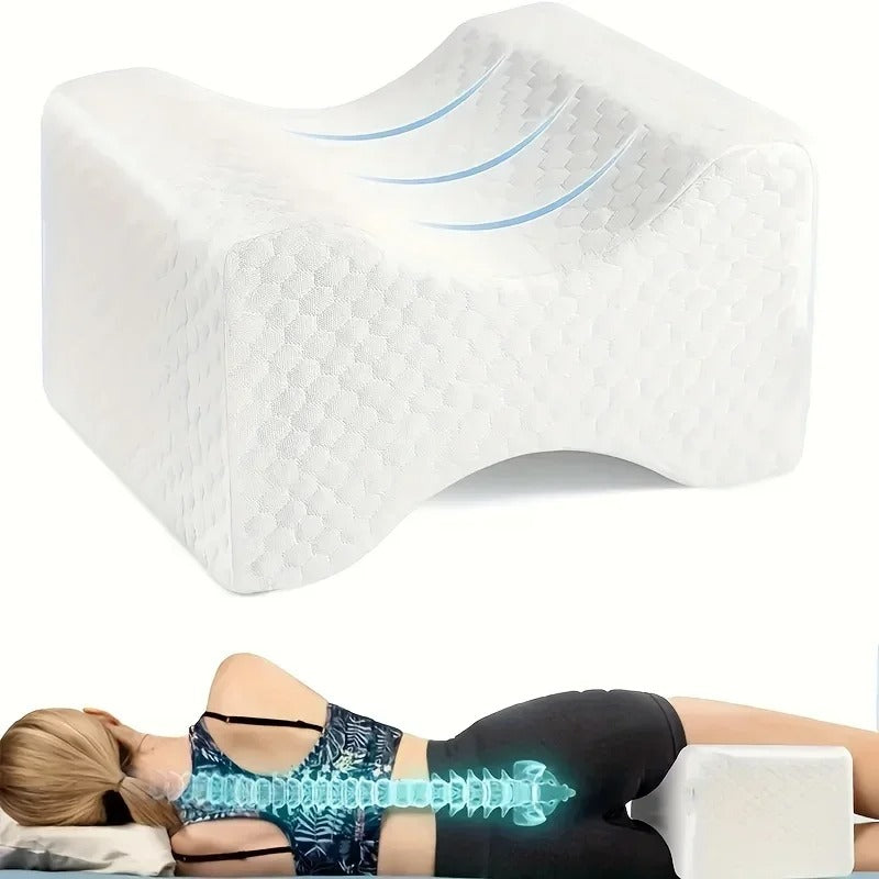 Memory Foam Knee Pillow with Contoured Support and Washable Cover All Vera Mart