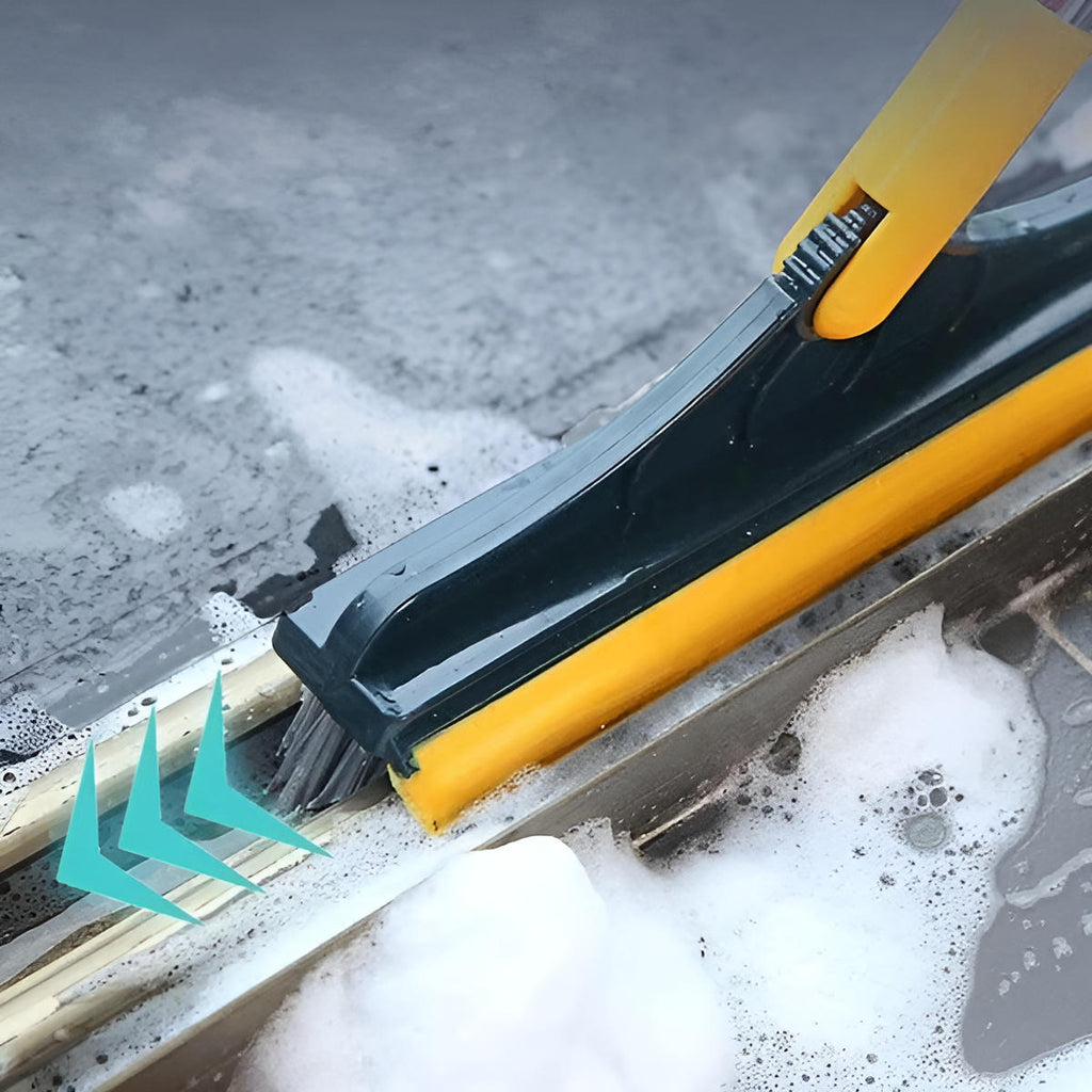 Long Handle Floor Scrub Brush with Rotating Head and Squeegee Blade All Vera Mart