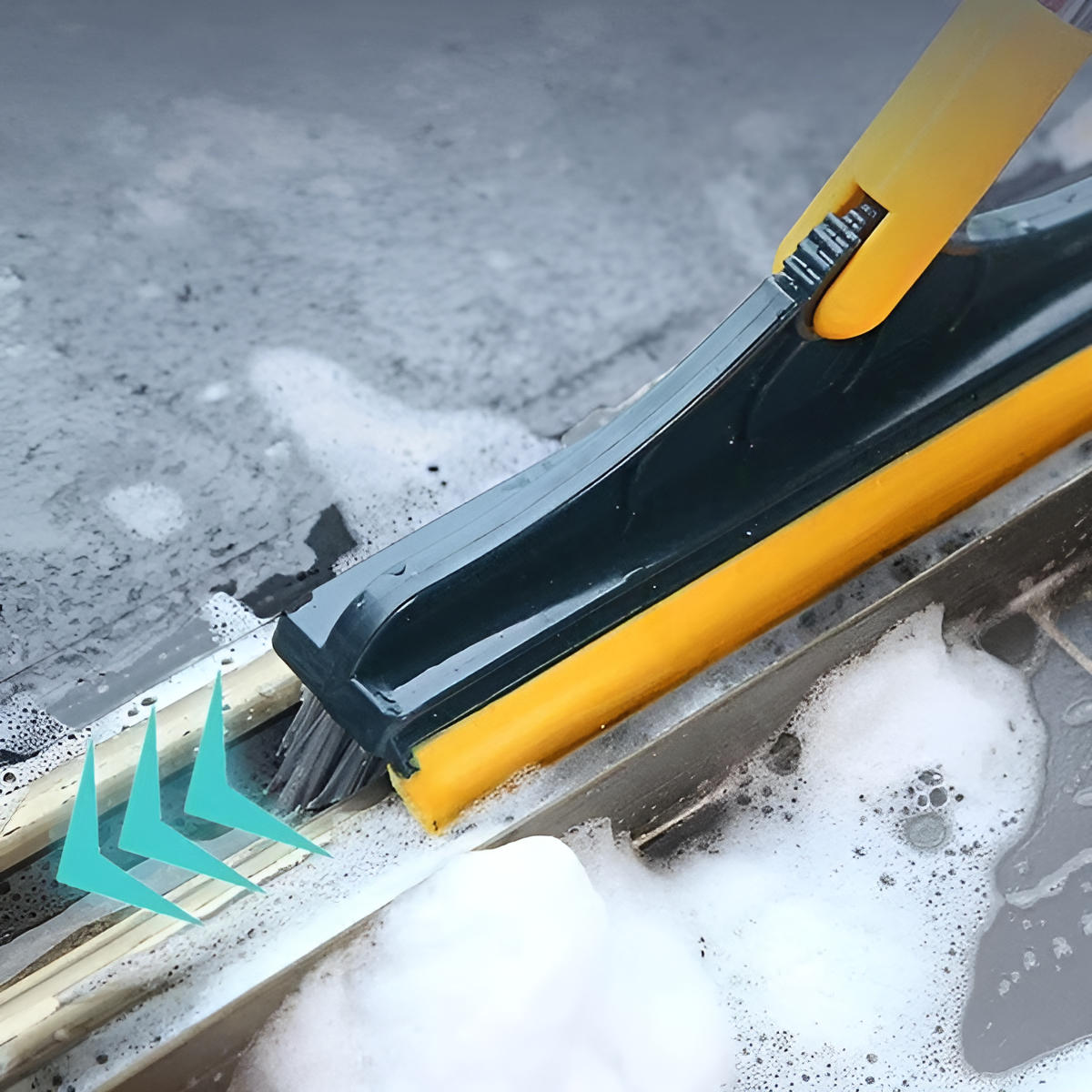 Long Handle Floor Scrub Brush with Rotating Head and Squeegee Blade All Vera Mart