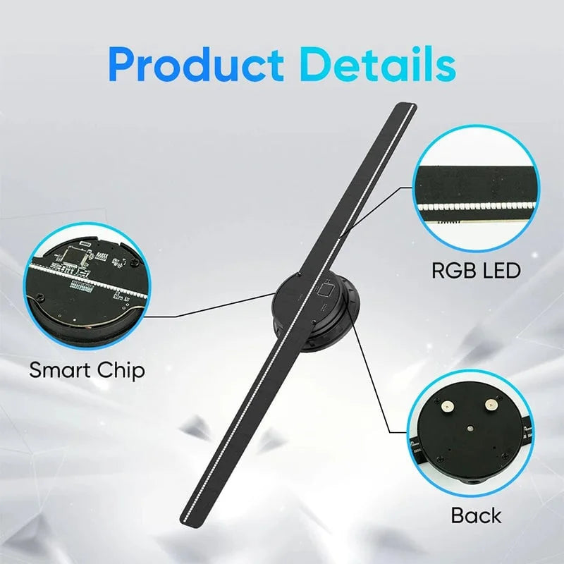 Floating 3D Hologram Projector with LED Fan and Adjustable Brightness All Vera Mart