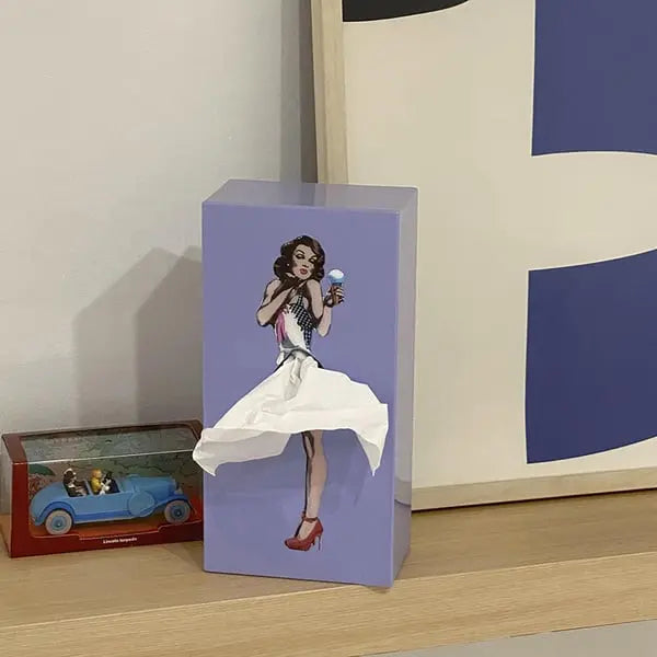 Tissue Box Cover with Moving Skirt and Weighted Base, Fits Standard Rectangular Boxes All Vera Mart