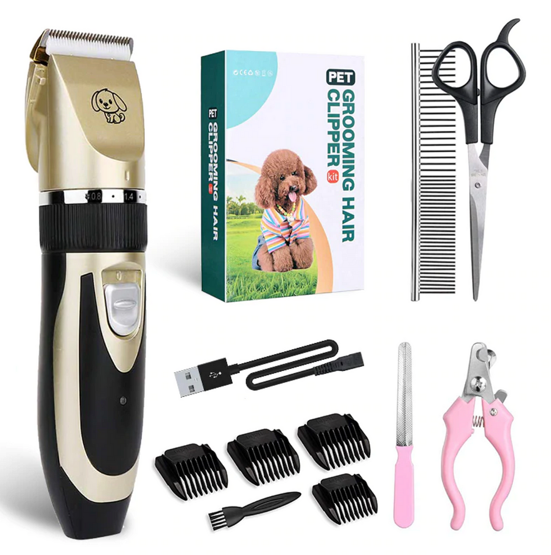 Rechargeable Pet Grooming Clipper with Ceramic Blade and 4 Guide Combs All Vera Mart