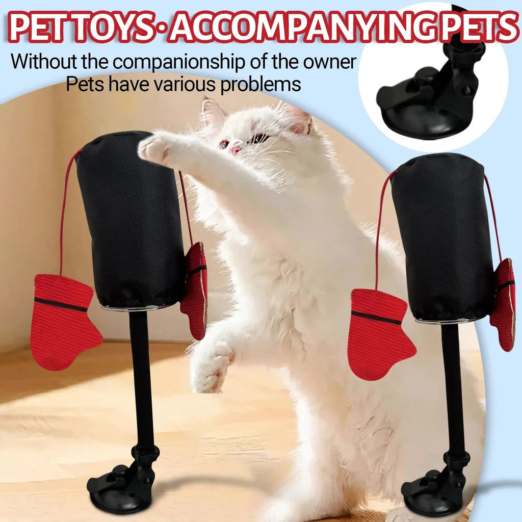 Interactive Spring Toy with Dangling Boxing Gloves and Catnip, Suction Cup Base All Vera Mart