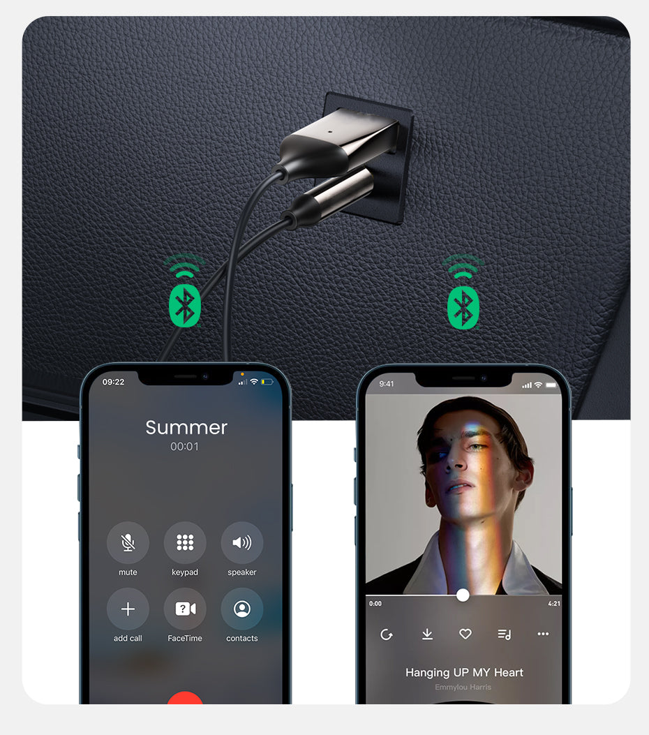 Wireless Car Aux Adapter with Hands Free Calling and Dual Device Connection All Vera Mart