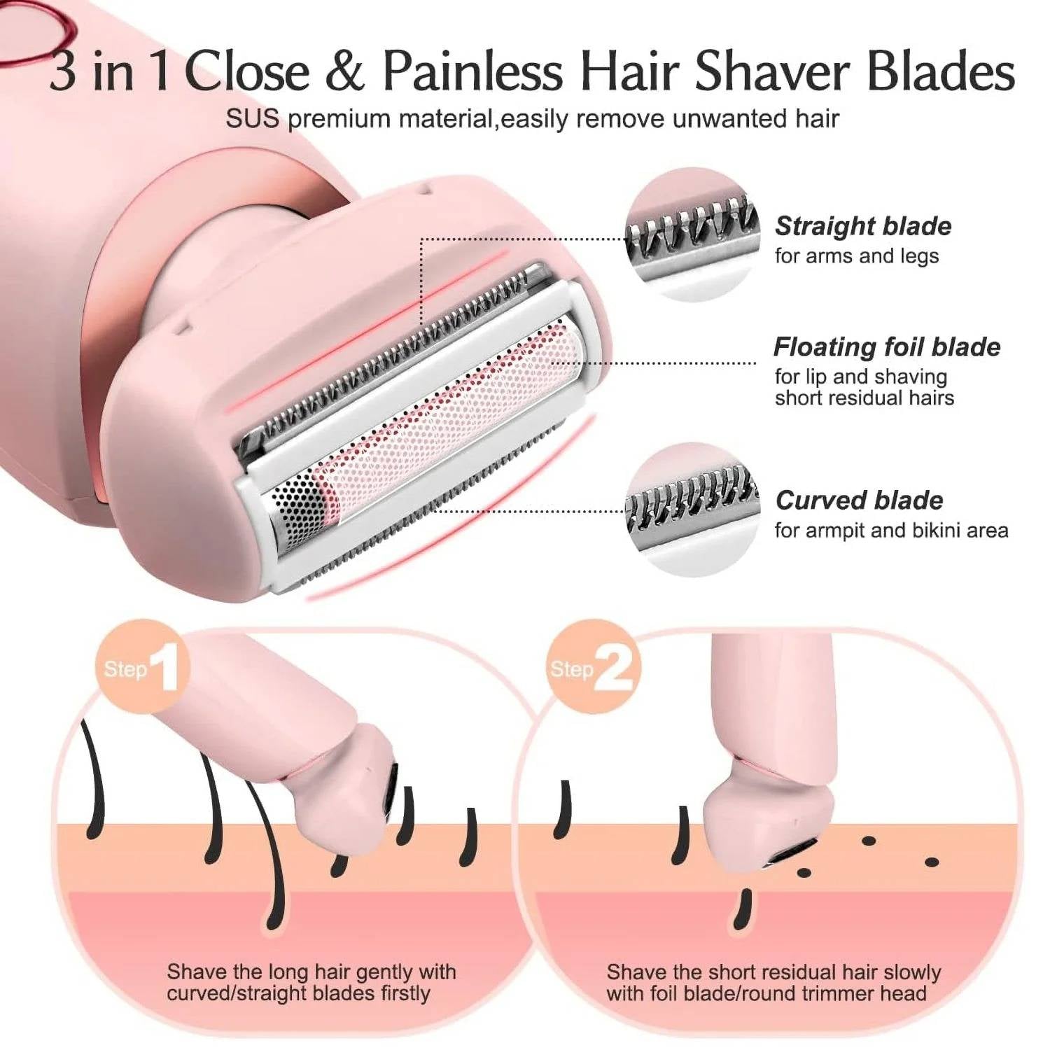 Cordless Electric Shaver with Dual Blade Heads and Waterproof Design, 120-Minute Runtime All Vera Mart