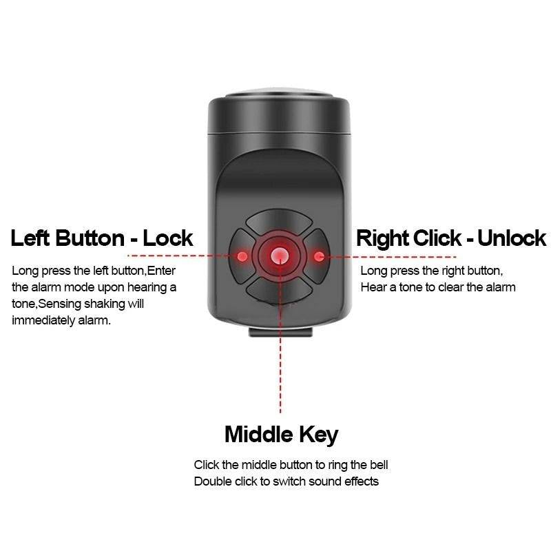 Motion Sensing Bike Alarm with 120dB Siren and Horn, IPX4 Water Resistant All Vera Mart