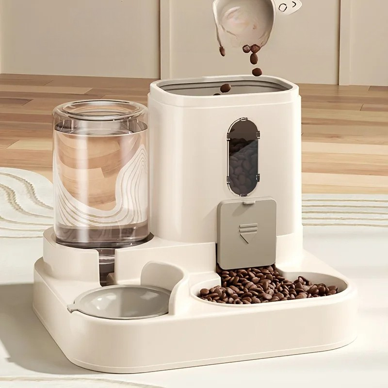 Automatic Pet Feeder with Gravity Refill System and Siphon Water Control All Vera Mart