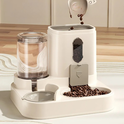 Automatic Pet Feeder with Gravity Refill System and Siphon Water Control All Vera Mart