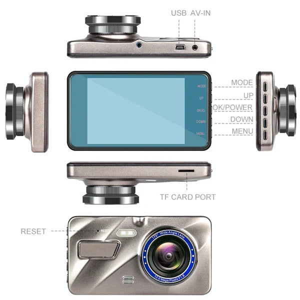 Dual Lens Dash Camera with 1080p Front and Rear Recording, Impact Detection All Vera Mart