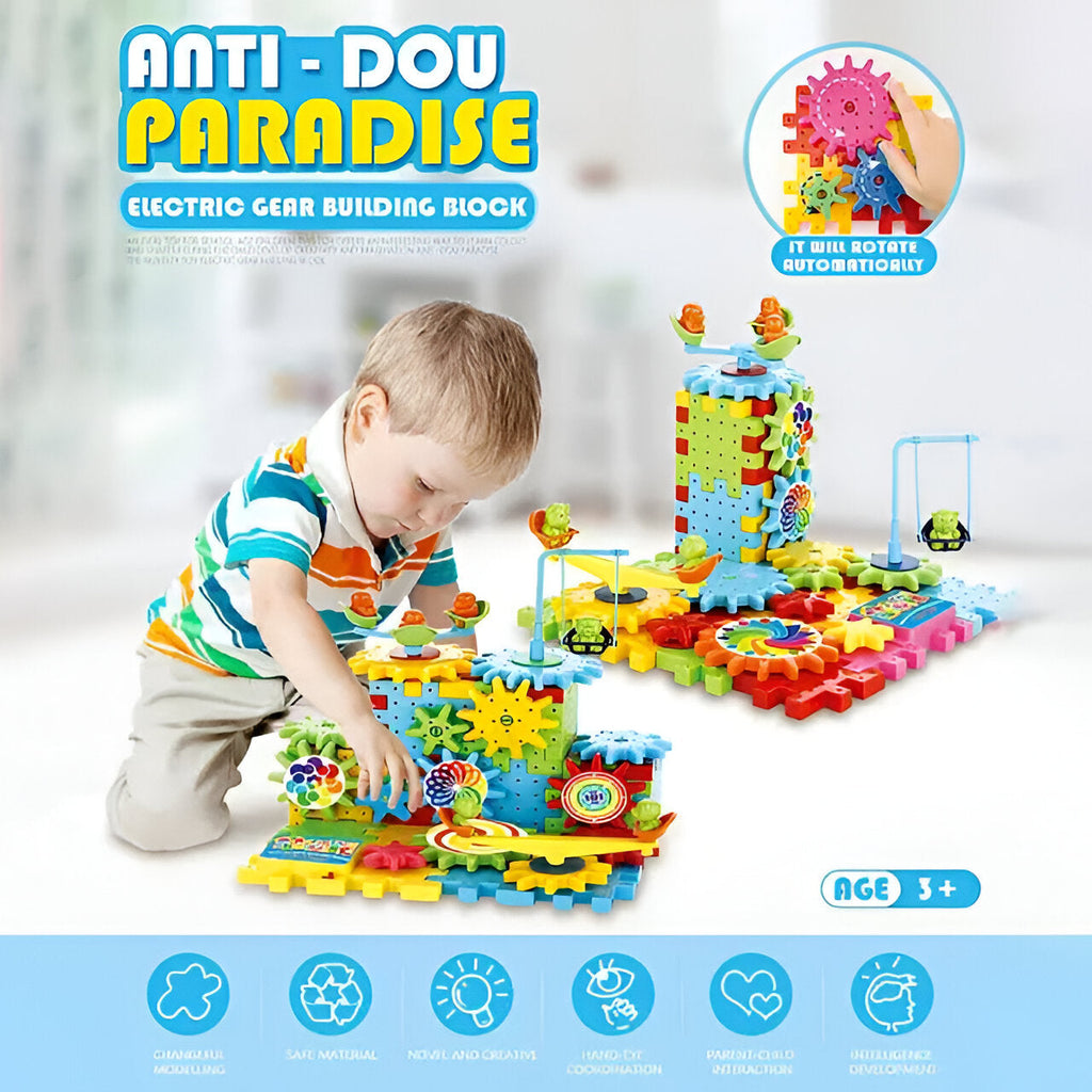 Motorized Gear Building Blocks Set with 83 Pieces and Battery Motor All Vera Mart