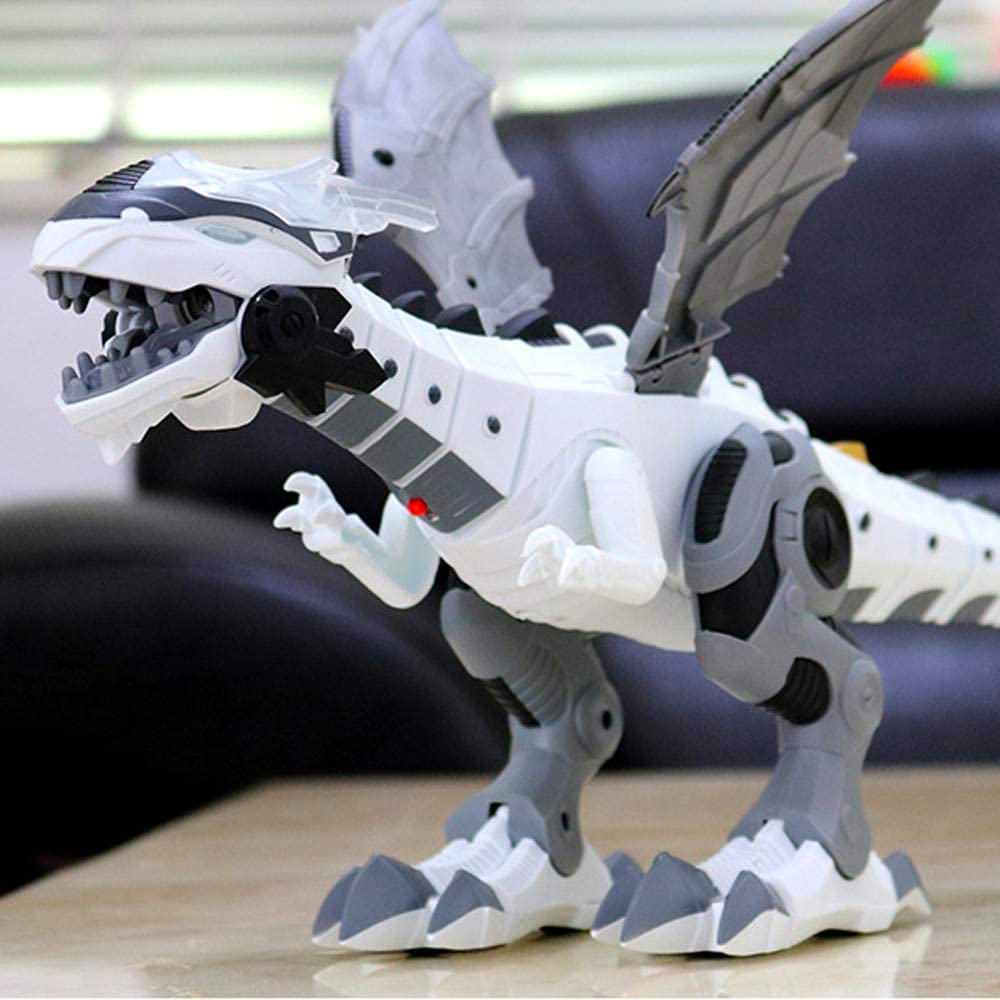 Walking Dragon Toy with Water Mist Fire Effect Lights and Roaring Sounds in White Or Green
