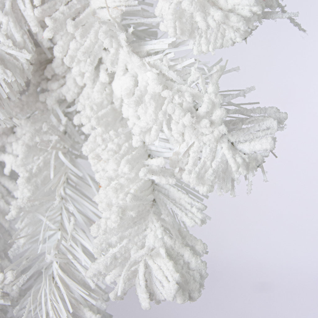 6' Flocked White Pine Garland detail photo 4