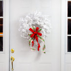 22"-24" Flocked White Pine Wreath detail photo 4