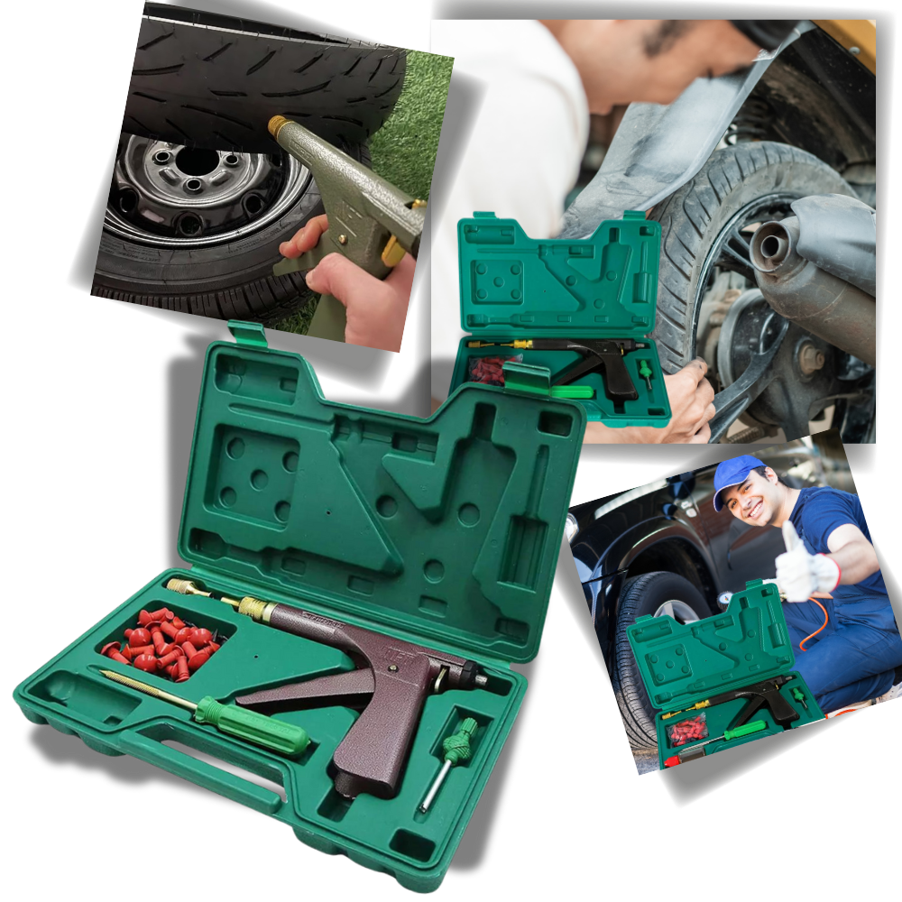 Tubeless Tire Puncture Repair Tool with Mushroom Plugs and Trigger Mechanism All Vera Mart