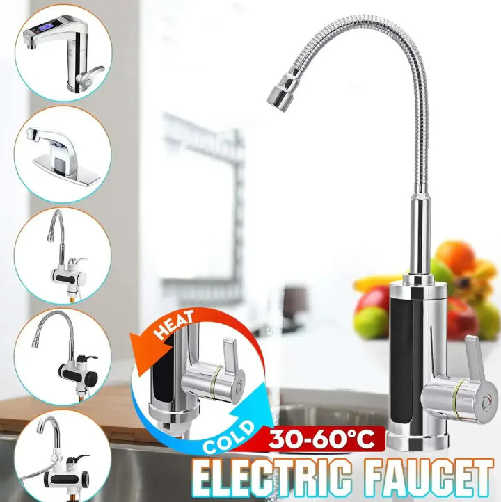 Instant Electric Kitchen Tap with Single Lever Control and Stainless Steel Construction All Vera Mart
