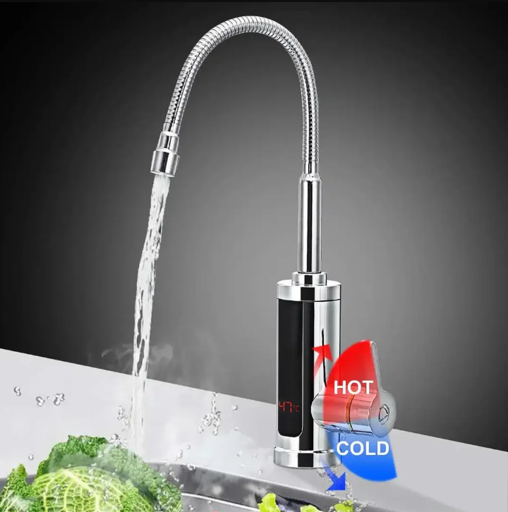 Instant Electric Kitchen Tap with Single Lever Control and Stainless Steel Construction All Vera Mart