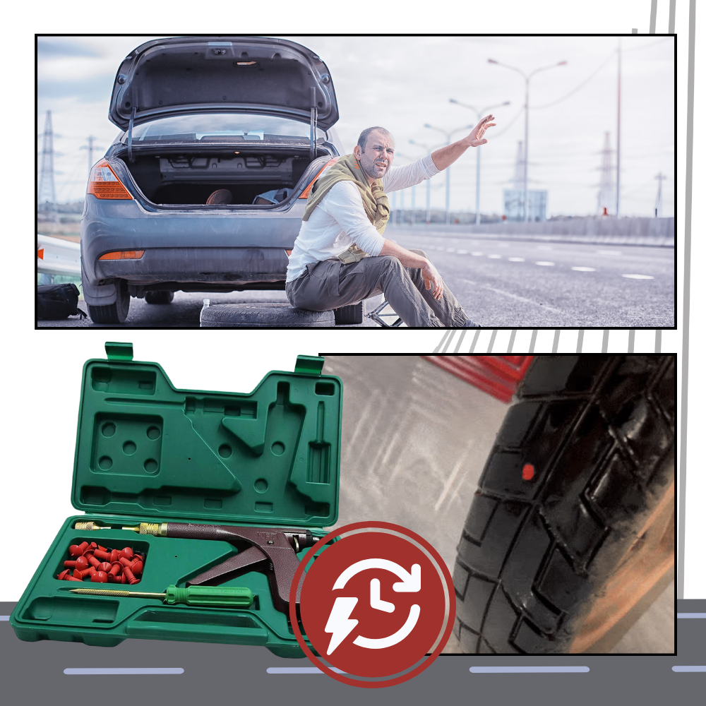 Tubeless Tire Puncture Repair Tool with Mushroom Plugs and Trigger Mechanism All Vera Mart